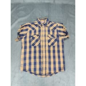 Vintage Frostproof Thrashed Distressed Grunge Frayed Sleeveless Snap Shirt M/L